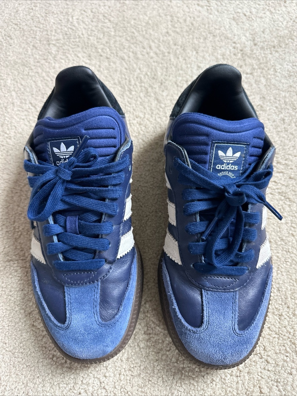 Adidas Men’s Blue Leather & Suede Samba XLG Sneakers